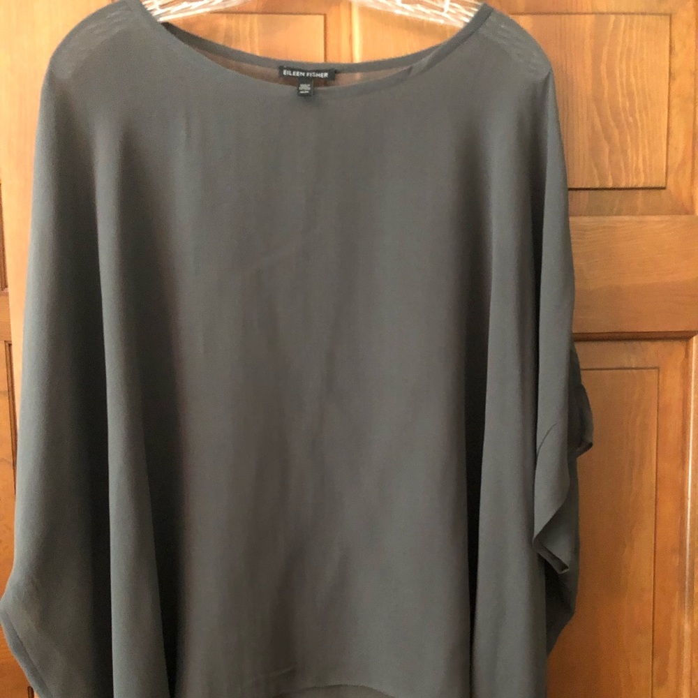 Eileen Fisher sheer silk georgette poncho